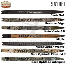 Hoyt Satori 21 Riser - 21-inch traditional bow riser with a mass weight of 2.5 lbs, featuring trusted Earl Hoyt geometry and adjustable shelf module for optimal archery performance."
