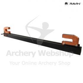 A close-up of the Ravin Multi-Press Bow Press, showing its durable aluminum construction and interchangeable blocks for servicing all Ravin crossbow models.