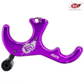 B3 Archery Exit Mini three-finger thumb-button release with a patented lock-and-load system. Designed for archers with small hands, featuring a hand-polished stainless steel hook and fully radiused aluminum handle. Available in black, violet, red, and blu