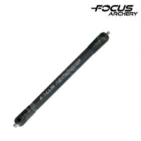 Compact, high-quality Focus Archery Stabilizer Performance Short, made of carbon and available in 10 and 12 inches, provides balance and vibration reduction, designed for use with side stabilizers and V-bar.