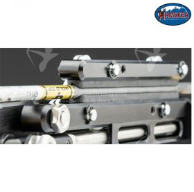 The AROJAC Arrow Puller and its padded holster set, highlighting the durable construction, flexible attachment options, and easy-to-use lever handle.