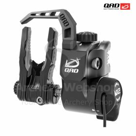 Technical product rendering of the ULTRAREST® Integrate MX2 highlighting Lock Down, Easy Clamp, Anti Vibration, and Safety Break-Away technologies. After the launcher drops, Lock Down Technology holds it securely in the lowered position to prevent bounce