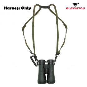 Elevate your hunting experience with the versatile Elevation Dual Bino Harness. Designed for use with binoculars and rangefinders, this harness offers three wearable options for customizable comfort. Crafted from durable PVC and featuring a stable webbing