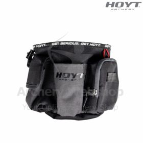 Hoyt Release Pouch 9 Hundo—premium storage pouch with magnetic and zippered compartments, drawstring main pocket, and front slide-in section for quick access.