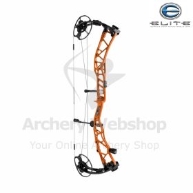 The Elite Exalt-LD compound bow shown on a neutral background, highlighting its 35-inch axle-to-axle frame and long-draw design. The SP Cam System and V3 Mods are visible near the cam housing, emphasizing adjustability and power, while the bow’s balanced
