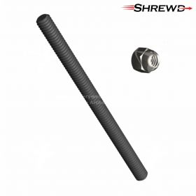 Shrewd 8-32 x 3" steel threaded rod with black oxide finish. Built for recurve archery, this rod supports scopes, sights, and aperture setups. Durable, corrosion-resistant, and compatible with a variety of mounting needs.