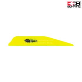 High-resolution image of the Bohning Wild Vane 3" arranged side-by-side, demonstrating the low-profile silhouette ideal for barebow and traditional archery setups. The vanes feature a pre-primed AR1000 base for strong adhesion and show a straight, stable 