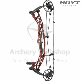 Image focusing on the HBX Gen 4 cam of the Hoyt Alpha AX-3 29. The adjustable let-off modules, tuning indicators, and cable track structure highlight the cam’s smooth, customizable performance for target and 3D archery.