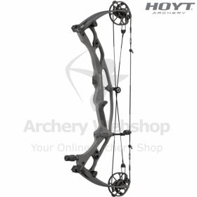 Image showing a side profile of the RX-10 SD with stabilizers attached. The XTS tuning modules appear along the riser, showcasing lateral and vertical adjustment capability. Lightweight carbon construction improves balance and comfort during long shooting