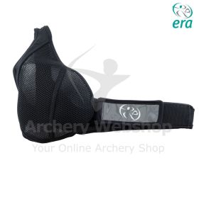 This image displays the CHESTGUARDS RH/LH Women XXL Black designed for versatile performance in 3D archery and target practice. Built from recycled polyamide blended with elastane, the chestguard provides a supportive, flexible fit that moves naturally wi