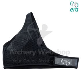 This image displays the CHESTGUARDS RH/LH Men Black designed for male archers who need dependable chest protection during 3D archery or target shooting. The recycled polyamide and elastane construction creates a smooth, flexible fit that supports dynamic 
