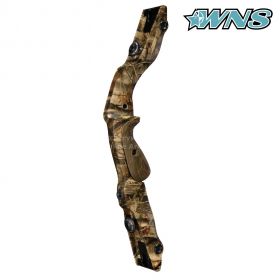 The Black Wolf recurve bow combines WNS's heritage and modern technology, offering a 17-inch carbon riser in various colors such as Real Carbon, Camo Next, OD Green, and Bronze. This bow is available for both right-hand and left-hand use, weighs 1133 gram