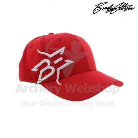 A tightly woven baseball cap featuring the embroidered Brady Ellison logo sits on a wooden shelf under soft lighting, with vivid color options like Blue, Navy, Red, Orange, Pink, and Yellow displayed alongside the cap; it highlights the structured crown, 