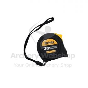 “Archer using Makote 3 m / 9 ft measuring tape to measure bow draw length, durable retractable blade, clear markings, robust design crafted in China, contact technical staff for advice.”