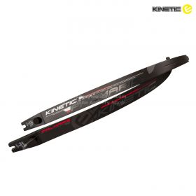 “Kinetic New Palmaris ILF limbs shown on riser, foam core and 3K nano-carbon build visible, designed for precision archery and ideal for training and target practice, available in various draw weights.”