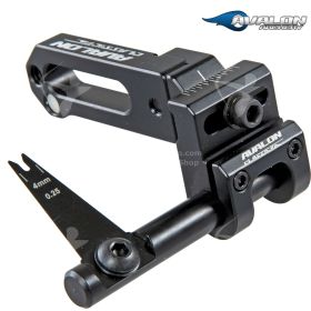 Avalon Classic Blade Arrow Rest for compound archery, available in RH and LH versions, not reversible. Precision aluminum design, black finish, four blades included: 4 mm, 5 mm, 7.7 mm. Smooth release, high accuracy, easy installation. Ideal for target an