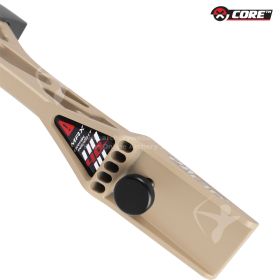 CORE Jet V2 beginner recurve riser shown in a clean product view, highlighting its die-cast aluminum construction and ergonomic plastic grip. The 24-inch metal riser is designed for new archers and training environments where durability and ease of use ar