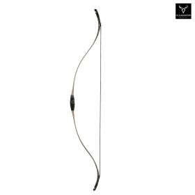 The Old Mountain Traditional Tracker horse bow measures 52 inch (132.08 cm) and features a bamboo core reinforced with carbon layers for improved strength and flexibility. The outer surface is finished in deep black fiberglass, providing durability and a